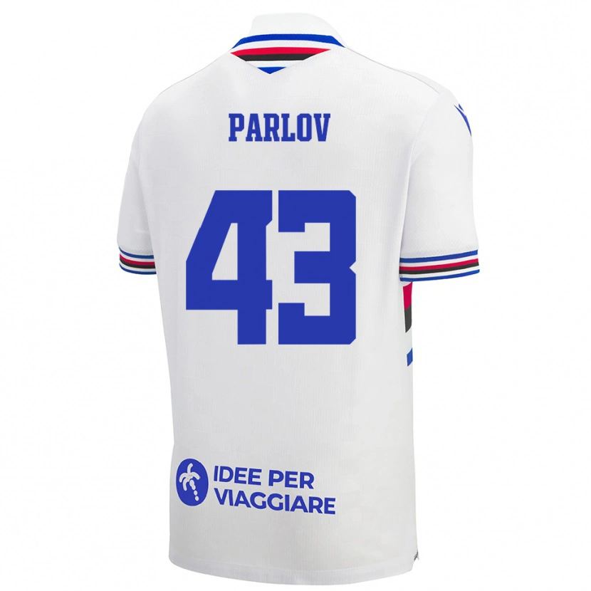 Danxen Mujer Camiseta Benjamin Parlov #43 Blanco Azul Rojo 2ª Equipación 2025/26 La Camisa