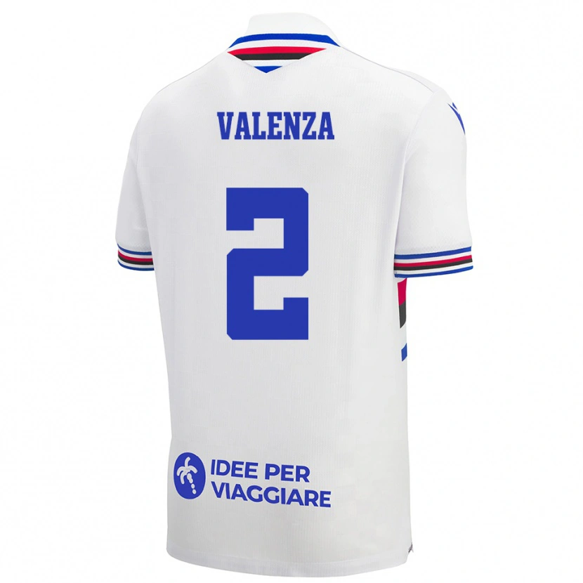 Danxen Mujer Camiseta Federico Valenza #2 Blanco Azul Rojo 2ª Equipación 2025/26 La Camisa