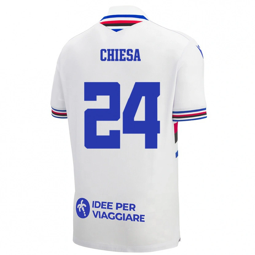 Danxen Mujer Camiseta Lorenzo Chiesa #24 Blanco Azul Rojo 2ª Equipación 2025/26 La Camisa