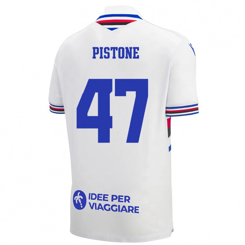 Danxen Mujer Camiseta Giovanni Pistone #47 Blanco Azul Rojo 2ª Equipación 2025/26 La Camisa