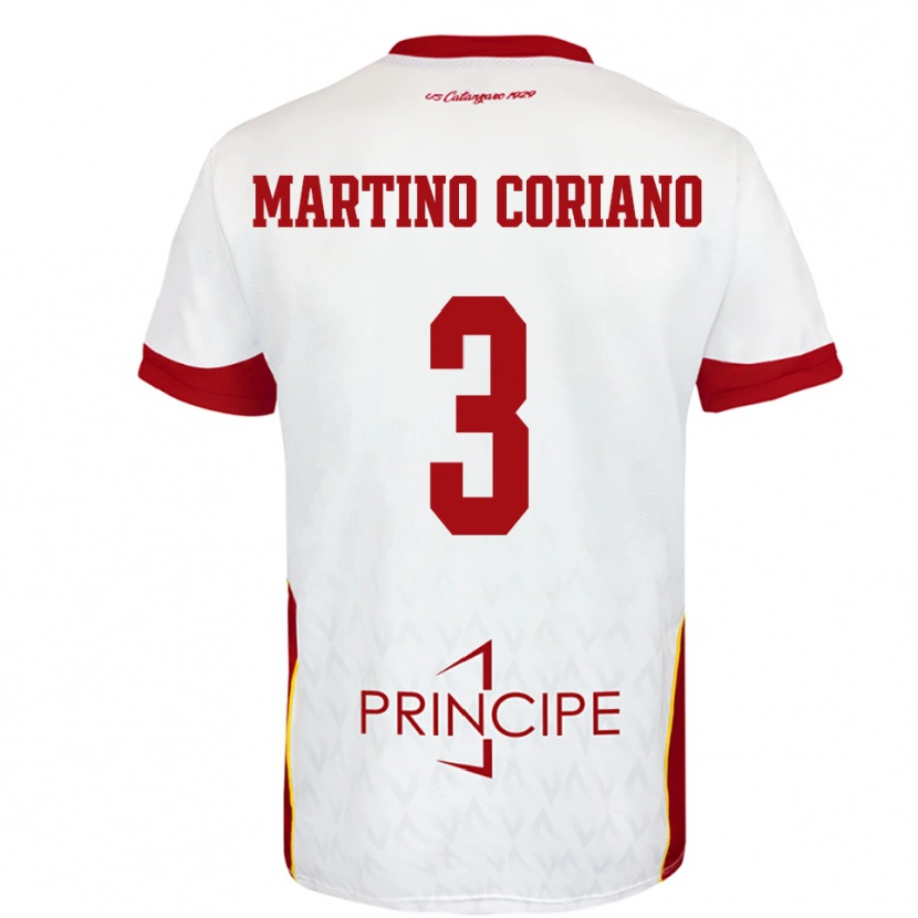 Danxen Mujer Camiseta Matteo Martino Coriano #3 Blanco Rojo 2ª Equipación 2025/26 La Camisa