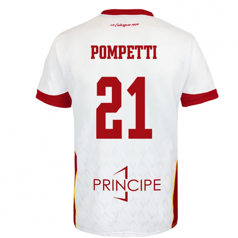 Danxen Mujer Camiseta Marco Pompetti #21 Blanco Rojo 2ª Equipación 2025/26 La Camisa