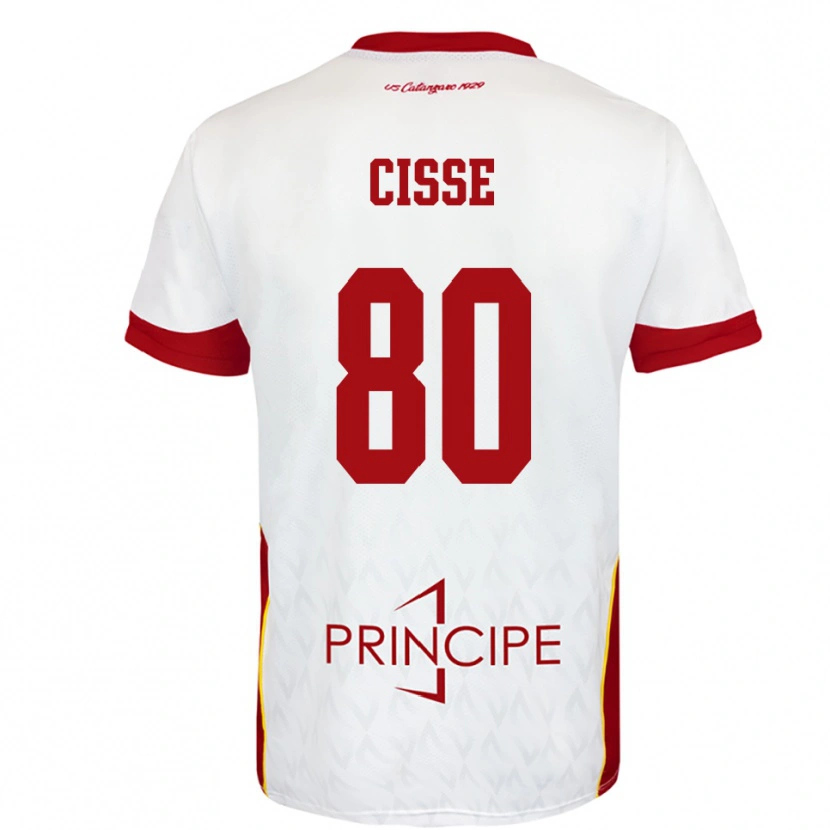 Danxen Mujer Camiseta Alphadjo Cissè #80 Blanco Rojo 2ª Equipación 2025/26 La Camisa