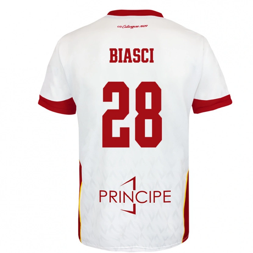 Danxen Mujer Camiseta Tommaso Biasci #28 Blanco Rojo 2ª Equipación 2025/26 La Camisa