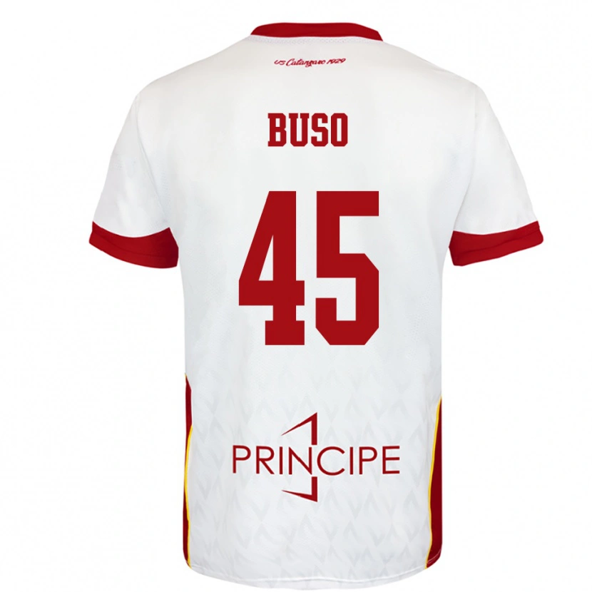 Danxen Mujer Camiseta Nicolò Buso #45 Blanco Rojo 2ª Equipación 2025/26 La Camisa