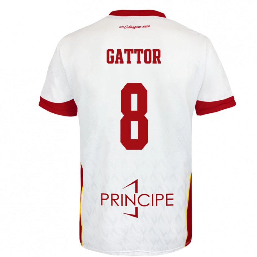 Danxen Mujer Camiseta Gianluca Gattor #8 Blanco Rojo 2ª Equipación 2025/26 La Camisa