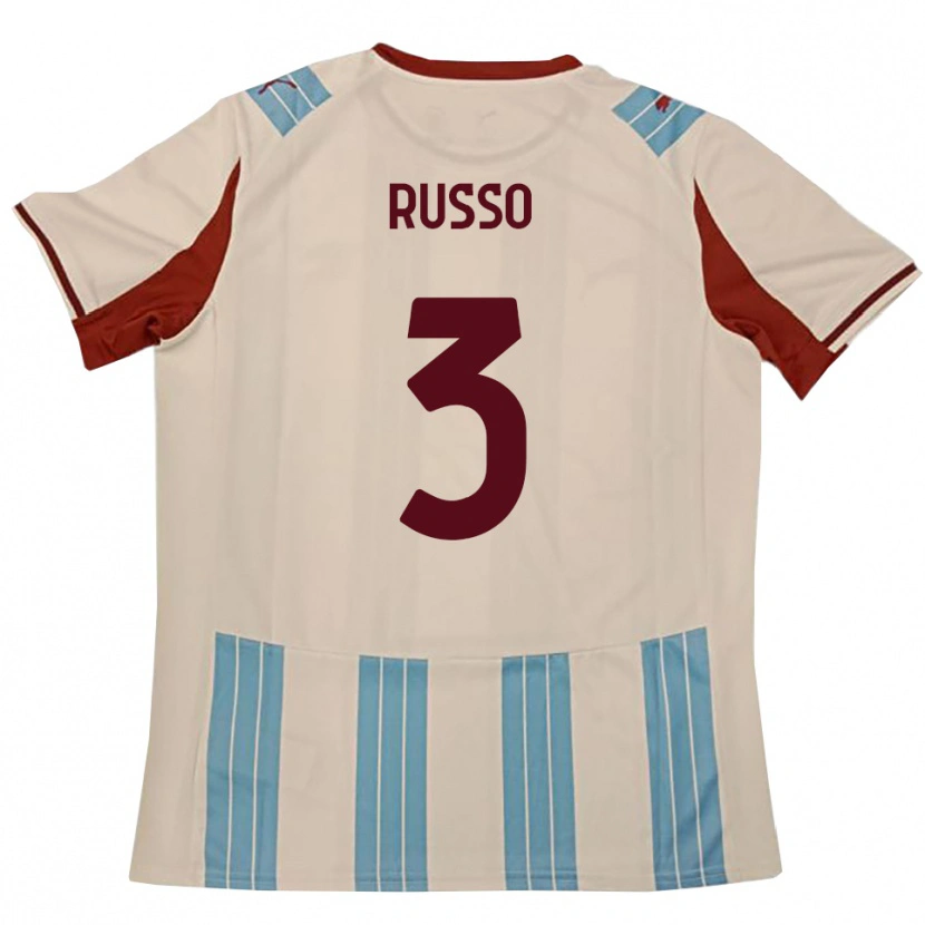 Danxen Mujer Camiseta Mattia Russo #3 Azul Celeste Blanco 2ª Equipación 2025/26 La Camisa