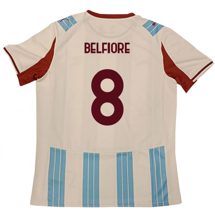 Danxen Mujer Camiseta Edoardo Belfiore #8 Azul Celeste Blanco 2ª Equipación 2025/26 La Camisa