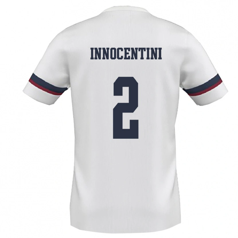 Danxen Mujer Camiseta Francesco Innocentini #2 Blanco Rojo 2ª Equipación 2025/26 La Camisa