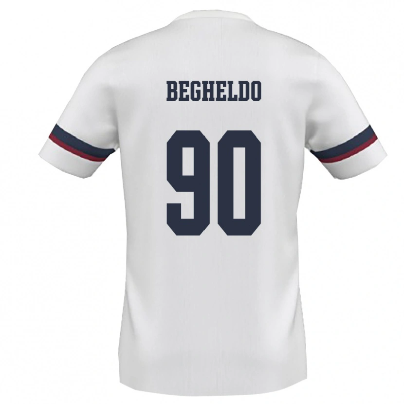 Danxen Mujer Camiseta Gianmarco Begheldo #90 Blanco Rojo 2ª Equipación 2025/26 La Camisa