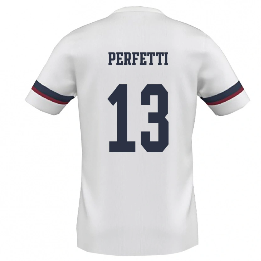 Danxen Mujer Camiseta Daniel Perfetti #13 Blanco Rojo 2ª Equipación 2025/26 La Camisa