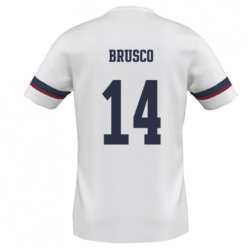 Danxen Mujer Camiseta Alessandro Brusco #14 Blanco Rojo 2ª Equipación 2025/26 La Camisa