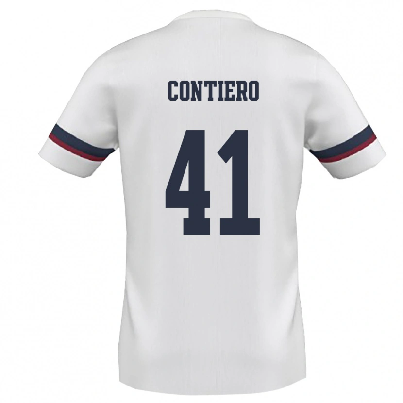 Danxen Mujer Camiseta Edoardo Contiero #41 Blanco Rojo 2ª Equipación 2025/26 La Camisa