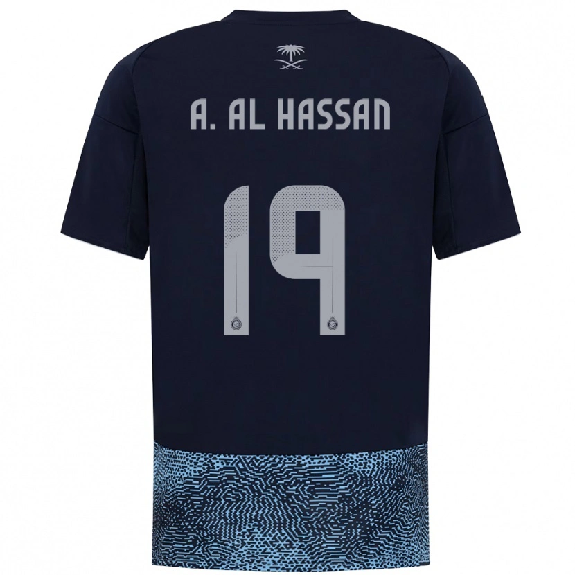 Danxen Mujer Camiseta Ali Al-Hassan #19 Marino Azul Celeste 2ª Equipación 2025/26 La Camisa