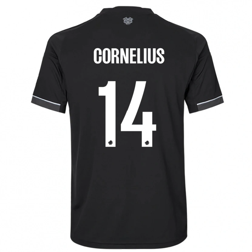 Danxen Mujer Camiseta Andreas Cornelius #14 Negro Blanco 2ª Equipación 2025/26 La Camisa