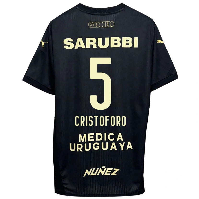 Danxen Mujer Camiseta Sebastián Cristóforo #5 Negro Oro 2ª Equipación 2025/26 La Camisa