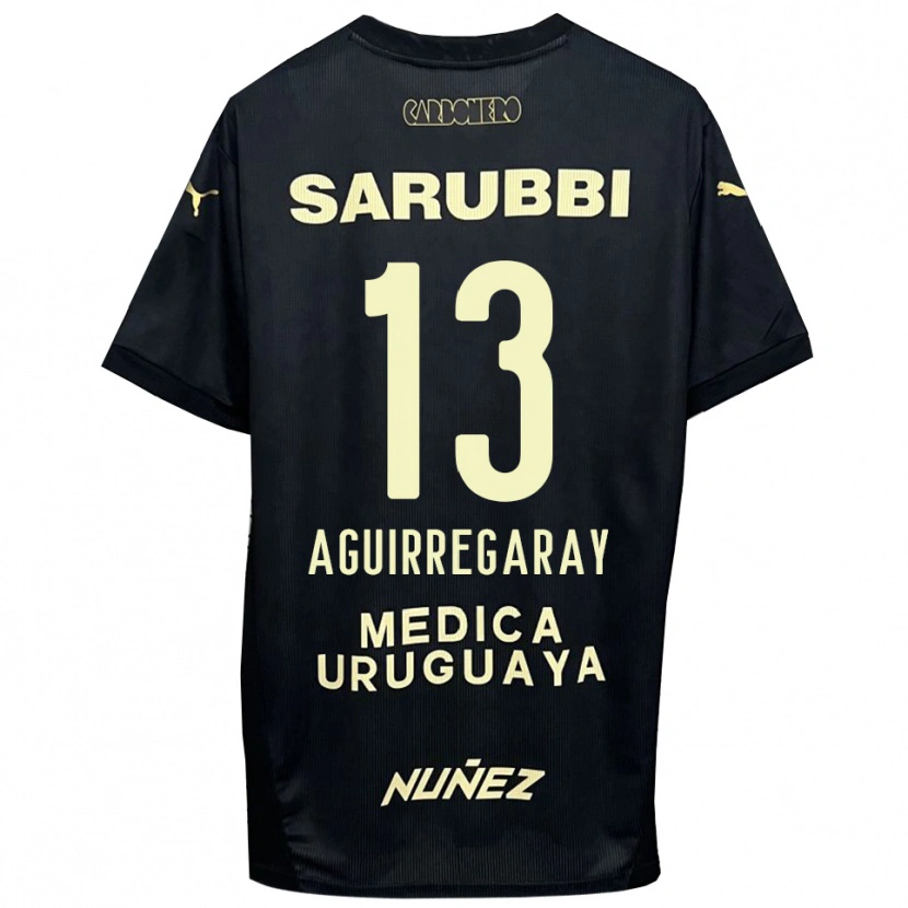 Danxen Mujer Camiseta Matías Aguirregaray #13 Negro Oro 2ª Equipación 2025/26 La Camisa