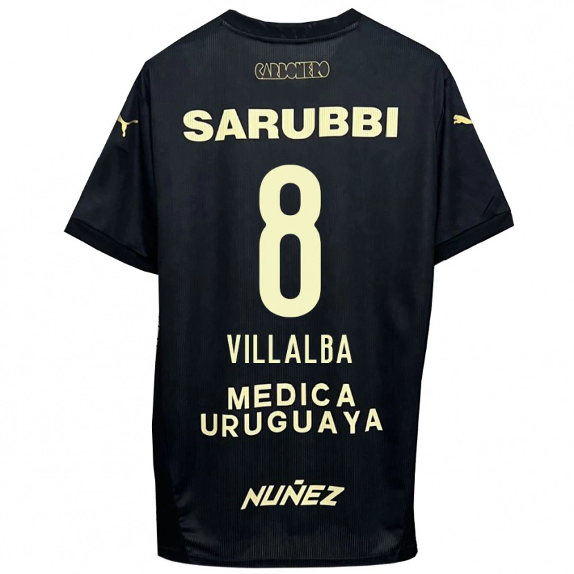 Danxen Mujer Camiseta Héctor Villalba #8 Negro Oro 2ª Equipación 2025/26 La Camisa