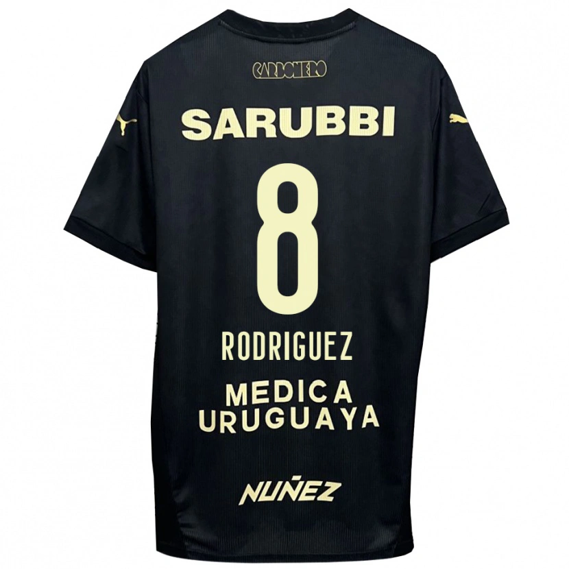Danxen Mujer Camiseta Sebastián Rodríguez #8 Negro Oro 2ª Equipación 2025/26 La Camisa