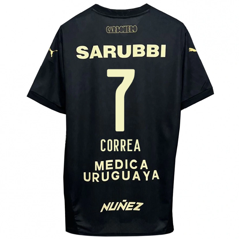 Danxen Mujer Camiseta Franco Correa #7 Negro Oro 2ª Equipación 2025/26 La Camisa