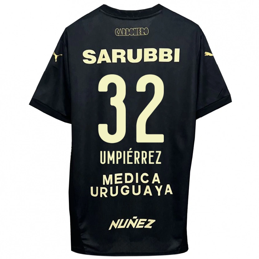 Danxen Mujer Camiseta Leandro Umpiérrez #32 Negro Oro 2ª Equipación 2025/26 La Camisa