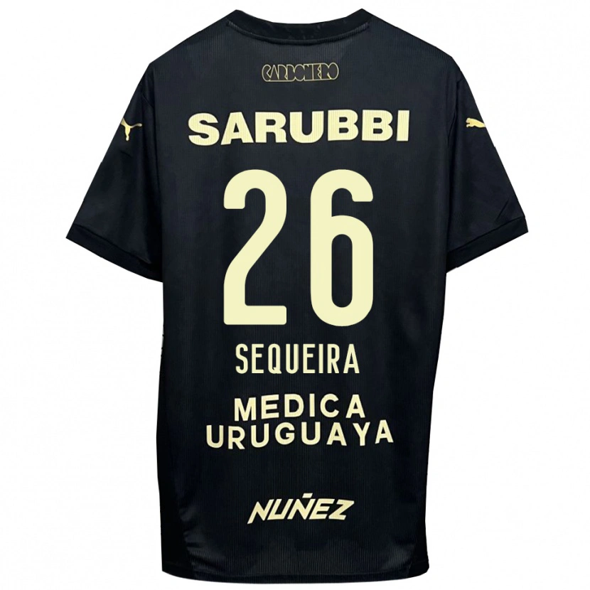 Danxen Mujer Camiseta Leonardo Sequeira #26 Negro Oro 2ª Equipación 2025/26 La Camisa