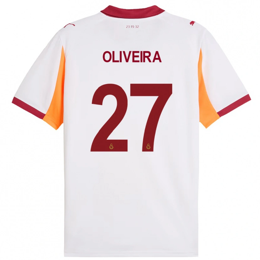 Danxen Mujer Camiseta Sergio Oliveira #27 Blanco Rojo 2ª Equipación 2025/26 La Camisa