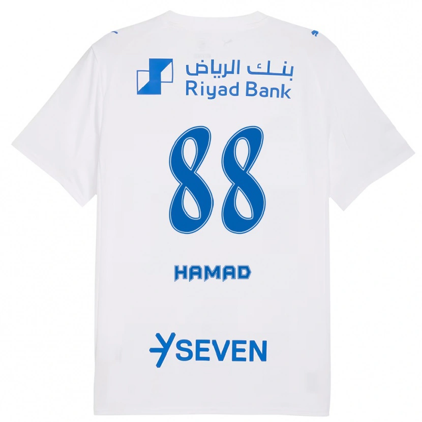 Danxen Mujer Camiseta Hamad Al-Yami #88 Blanco Azul 2ª Equipación 2025/26 La Camisa