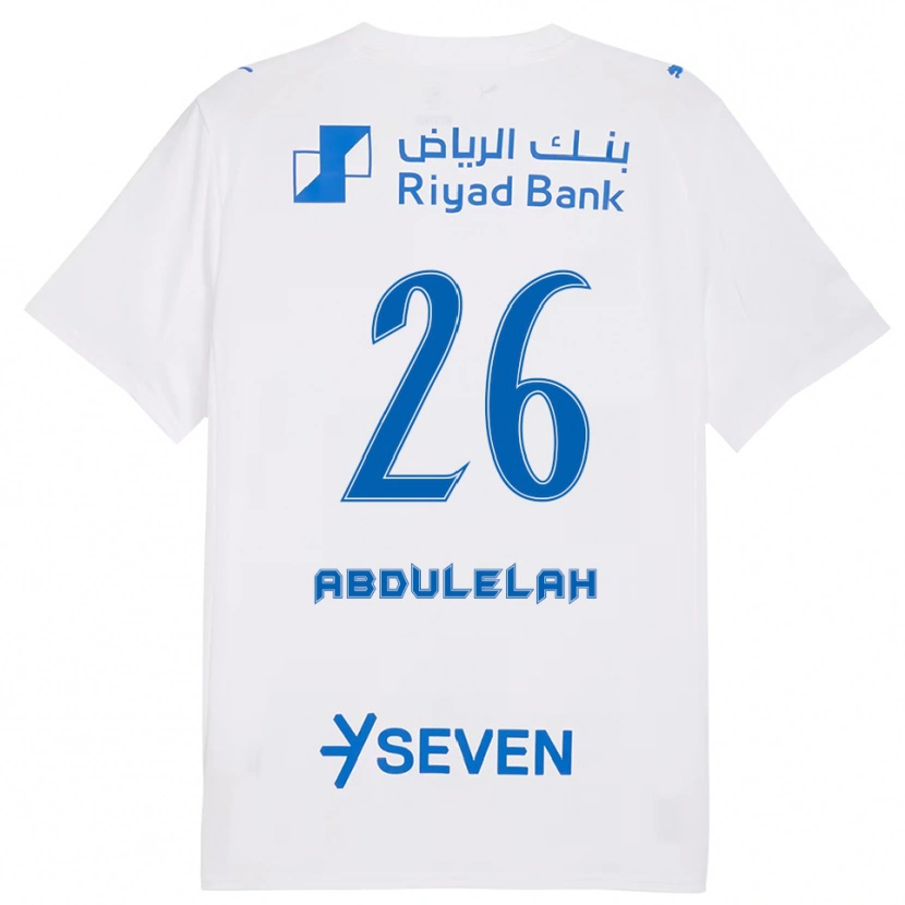 Danxen Mujer Camiseta Abdulelah Al-Malki #26 Blanco Azul 2ª Equipación 2025/26 La Camisa