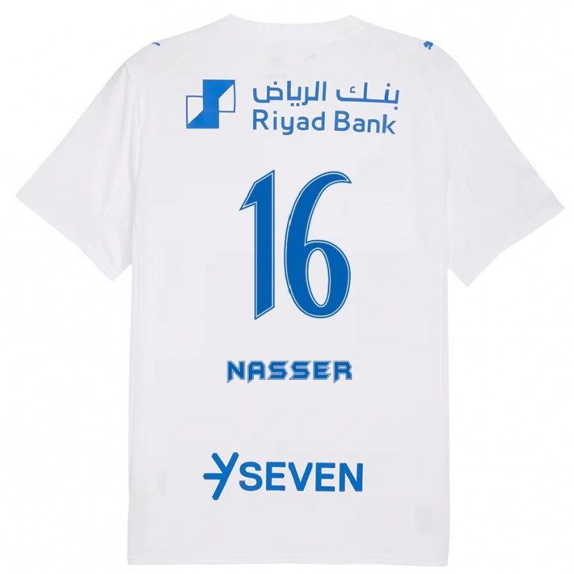 Danxen Mujer Camiseta Nasser Al-Dawsari #16 Blanco Azul 2ª Equipación 2025/26 La Camisa