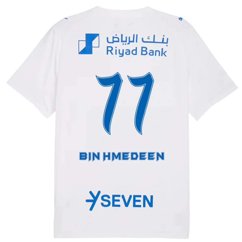 Danxen Mujer Camiseta Raghad Bin Hmedeen #77 Blanco Azul 2ª Equipación 2025/26 La Camisa