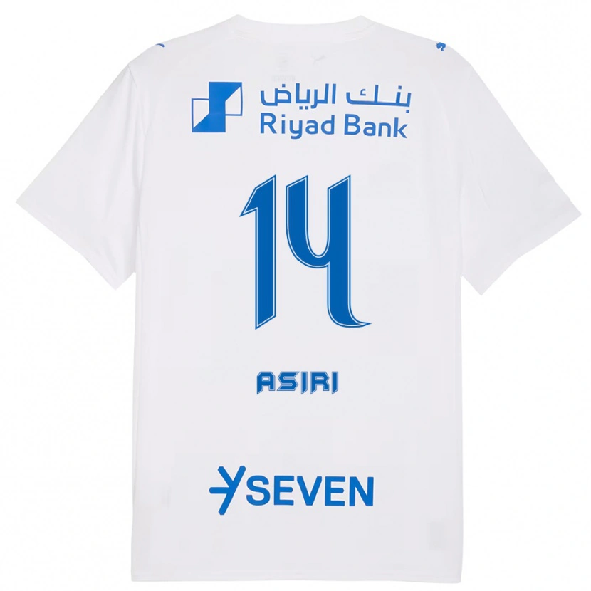 Danxen Mujer Camiseta Abdulaziz Asiri #14 Blanco Azul 2ª Equipación 2025/26 La Camisa