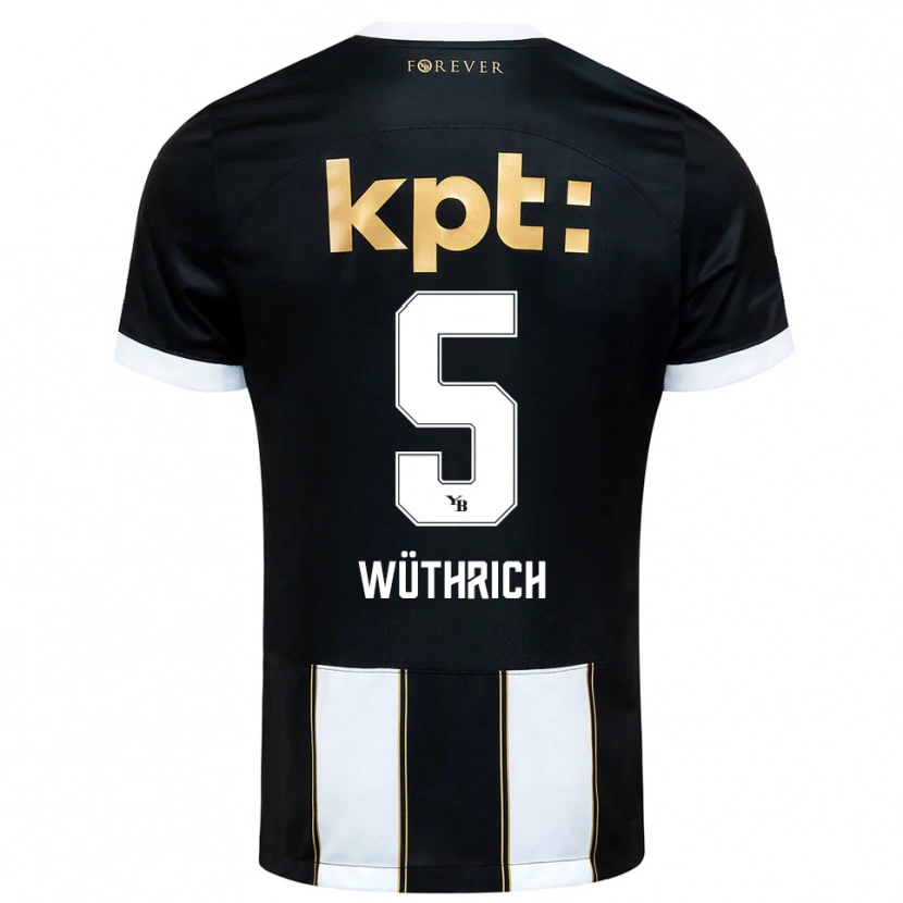 Danxen Mujer Camiseta Gregory Wüthrich #5 Negro Blanco 2ª Equipación 2025/26 La Camisa