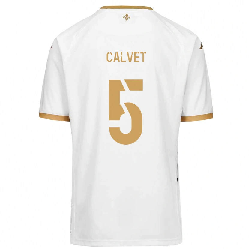 Danxen Mujer Camiseta Raphaël Calvet #5 Blanco Dorado 2ª Equipación 2025/26 La Camisa