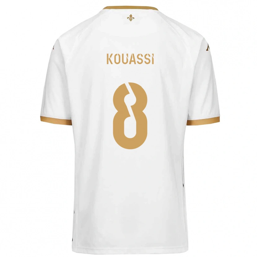 Danxen Mujer Camiseta Odilon Kouassi #8 Blanco Dorado 2ª Equipación 2025/26 La Camisa