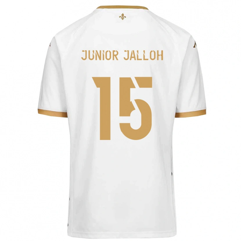 Danxen Mujer Camiseta Abubakar Junior Jalloh #15 Blanco Dorado 2ª Equipación 2025/26 La Camisa