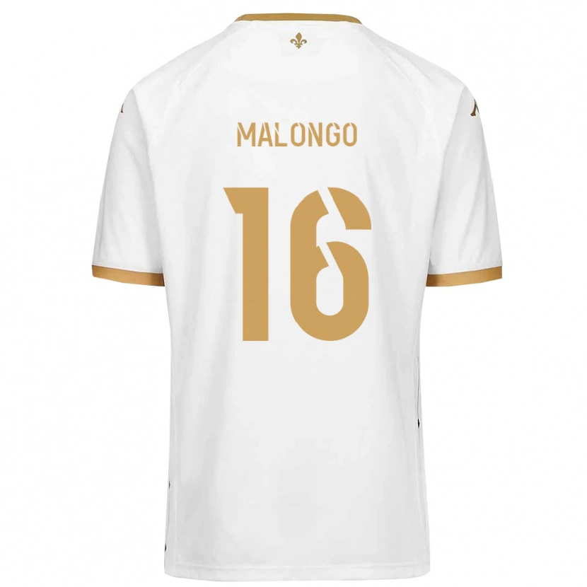 Danxen Mujer Camiseta Denzel Malongo #16 Blanco Dorado 2ª Equipación 2025/26 La Camisa