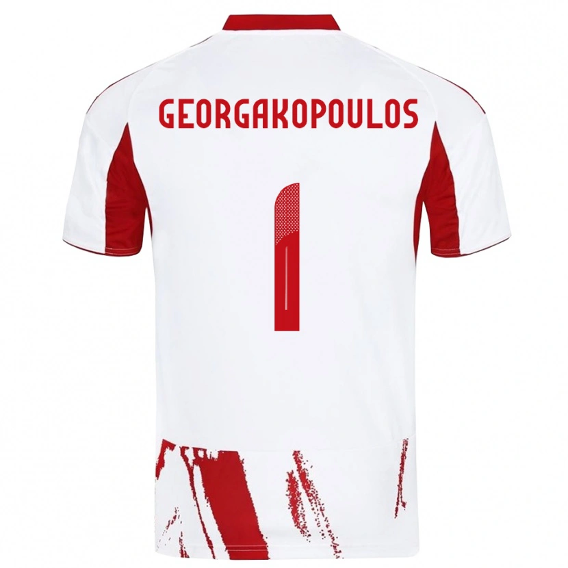 Danxen Mujer Camiseta Iason Georgakopoulos #1 Blanco Rojo 2ª Equipación 2025/26 La Camisa