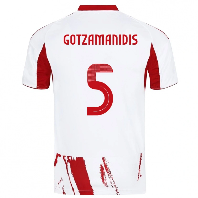 Danxen Mujer Camiseta Nikolaos Gotzamanidis #5 Blanco Rojo 2ª Equipación 2025/26 La Camisa