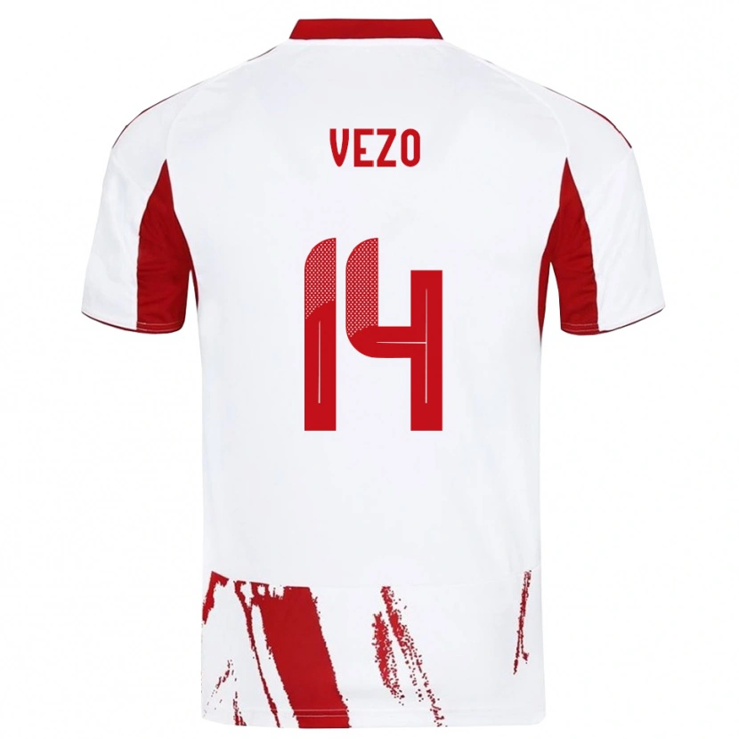 Danxen Mujer Camiseta Rúben Vezo #14 Blanco Rojo 2ª Equipación 2025/26 La Camisa