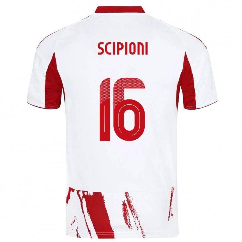 Danxen Mujer Camiseta Lorenzo Scipioni #16 Blanco Rojo 2ª Equipación 2025/26 La Camisa