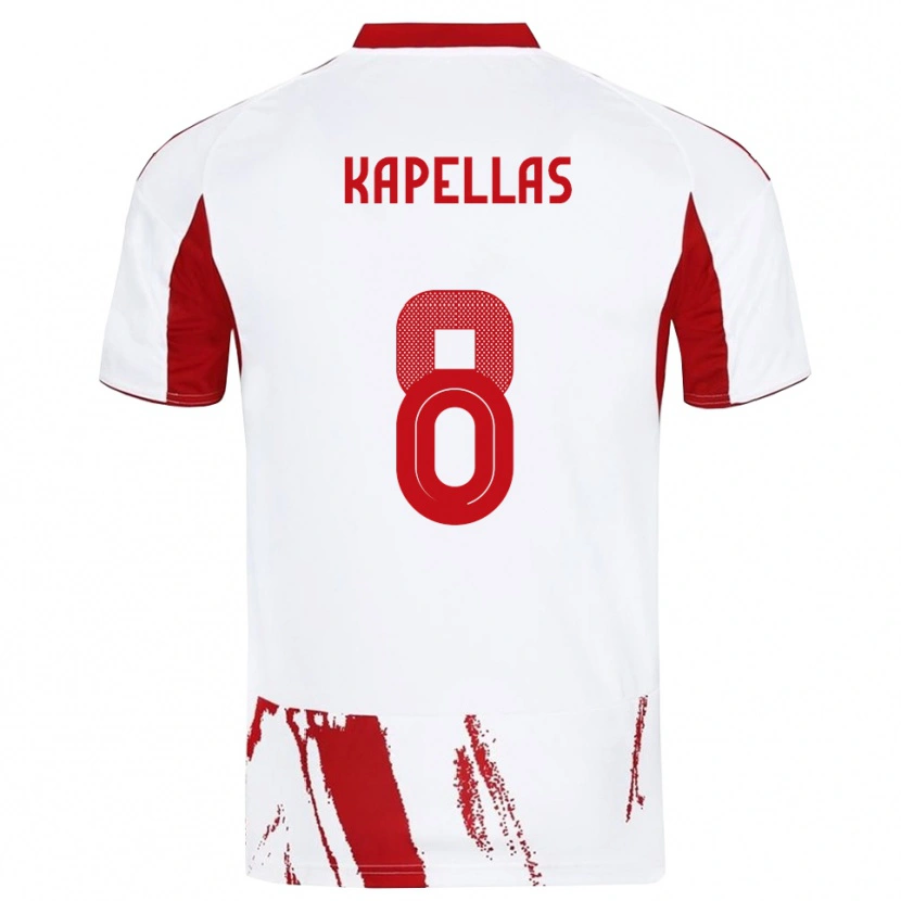 Danxen Mujer Camiseta Christos Kapellas #8 Blanco Rojo 2ª Equipación 2025/26 La Camisa