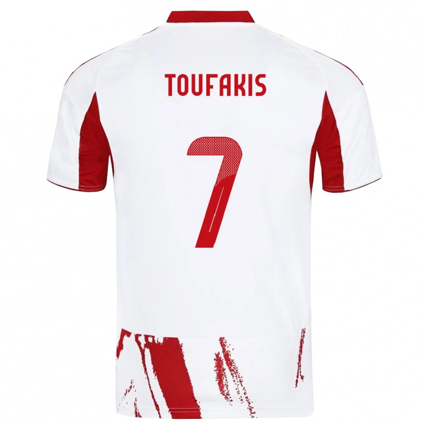 Danxen Mujer Camiseta Paschalis Toufakis #7 Blanco Rojo 2ª Equipación 2025/26 La Camisa