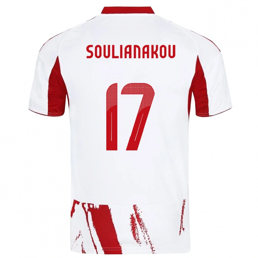 Danxen Mujer Camiseta Stelio Soulianakou #17 Blanco Rojo 2ª Equipación 2025/26 La Camisa