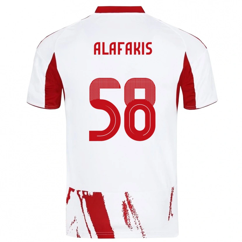 Danxen Mujer Camiseta Nektarios Alafakis #58 Blanco Rojo 2ª Equipación 2025/26 La Camisa
