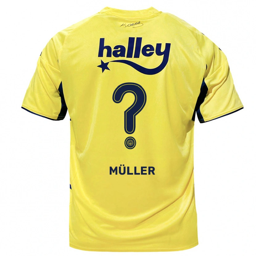 Danxen Mujer Camiseta Fabian Emre Ernst Müller #0 Amarillo Marino 2ª Equipación 2025/26 La Camisa