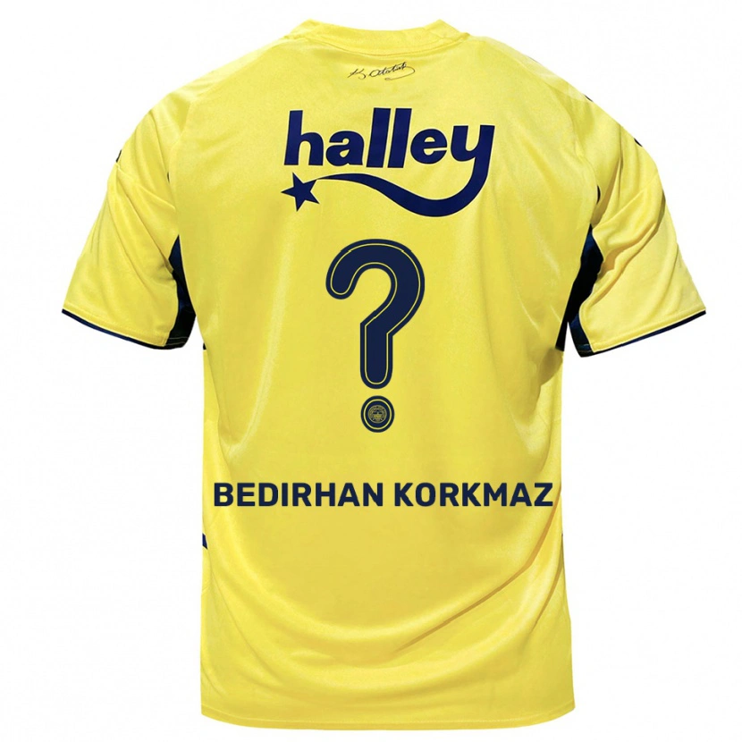Danxen Mujer Camiseta Yağız Bedirhan Korkmaz #0 Amarillo Marino 2ª Equipación 2025/26 La Camisa