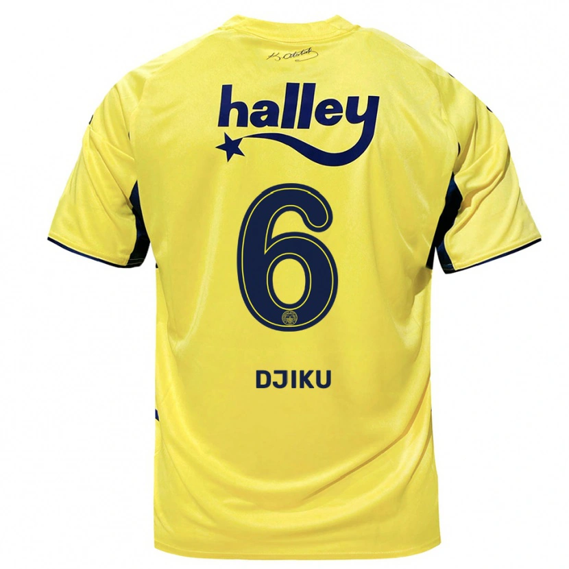 Danxen Mujer Camiseta Alexander Djiku #6 Amarillo Marino 2ª Equipación 2025/26 La Camisa