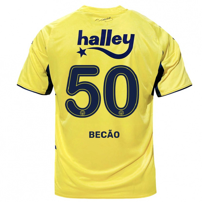 Danxen Mujer Camiseta Rodrigo Becão #50 Amarillo Marino 2ª Equipación 2025/26 La Camisa