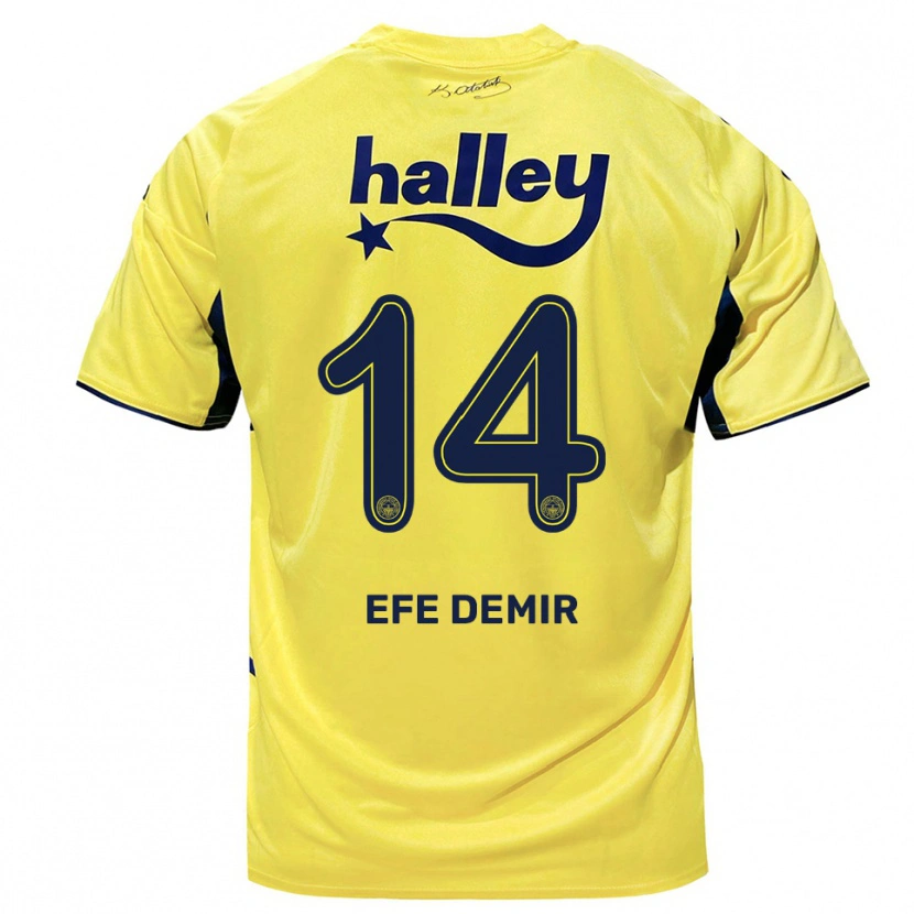 Danxen Mujer Camiseta Yiğit Efe Demir #14 Amarillo Marino 2ª Equipación 2025/26 La Camisa